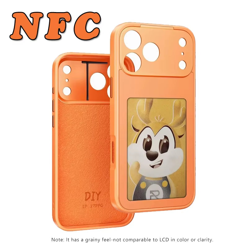 NFC Function DIY E-Ink Screen Phone Case for Iphone 17 Pro Max 16/15/14/13 Wireless Transmission 4 Inch HD Photo Phone Case