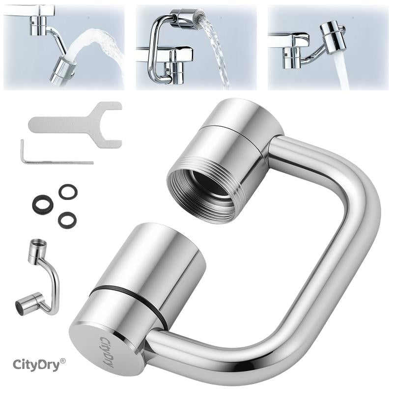 Citydry-Rotatable Faucet Aerator Extension - for Effortless, All-Angle Control, Rotating Swivel Faucet Aerator Extender, Kitchen Bathroom Sink Faucets Sprayer Attachment with 2 Mode Splash(1Pc)