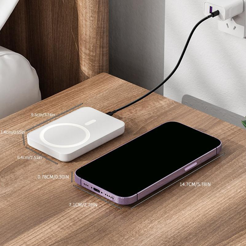Magnetic Portable Charger 5000Mah, Magsafe-Compatible Wireless Power Bank, USB-C PD 20W Fast Charge, Slim Mini Battery Pack for Iphone 17/16/15/14/13/12, Qi for Android (Ring Included)