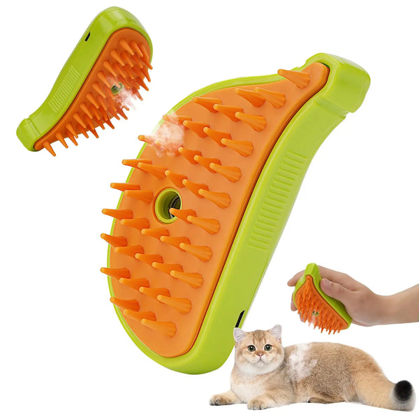 3 In 1 Pet Steam Brush Cat Dog Cleaning Steamy Spray Massage